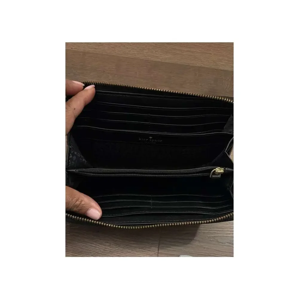 Kate Spade Black Pebbled Leather Staci Zip Around Continental Wallet